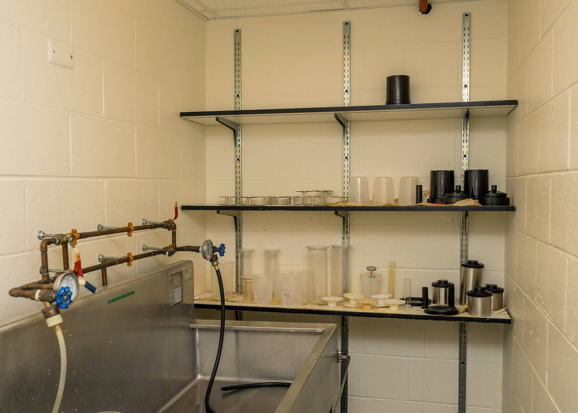 equipment on shelves